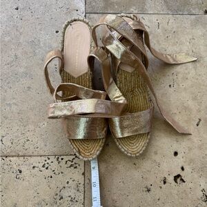 Loeffler Randall Gold Wedge Espadrilles